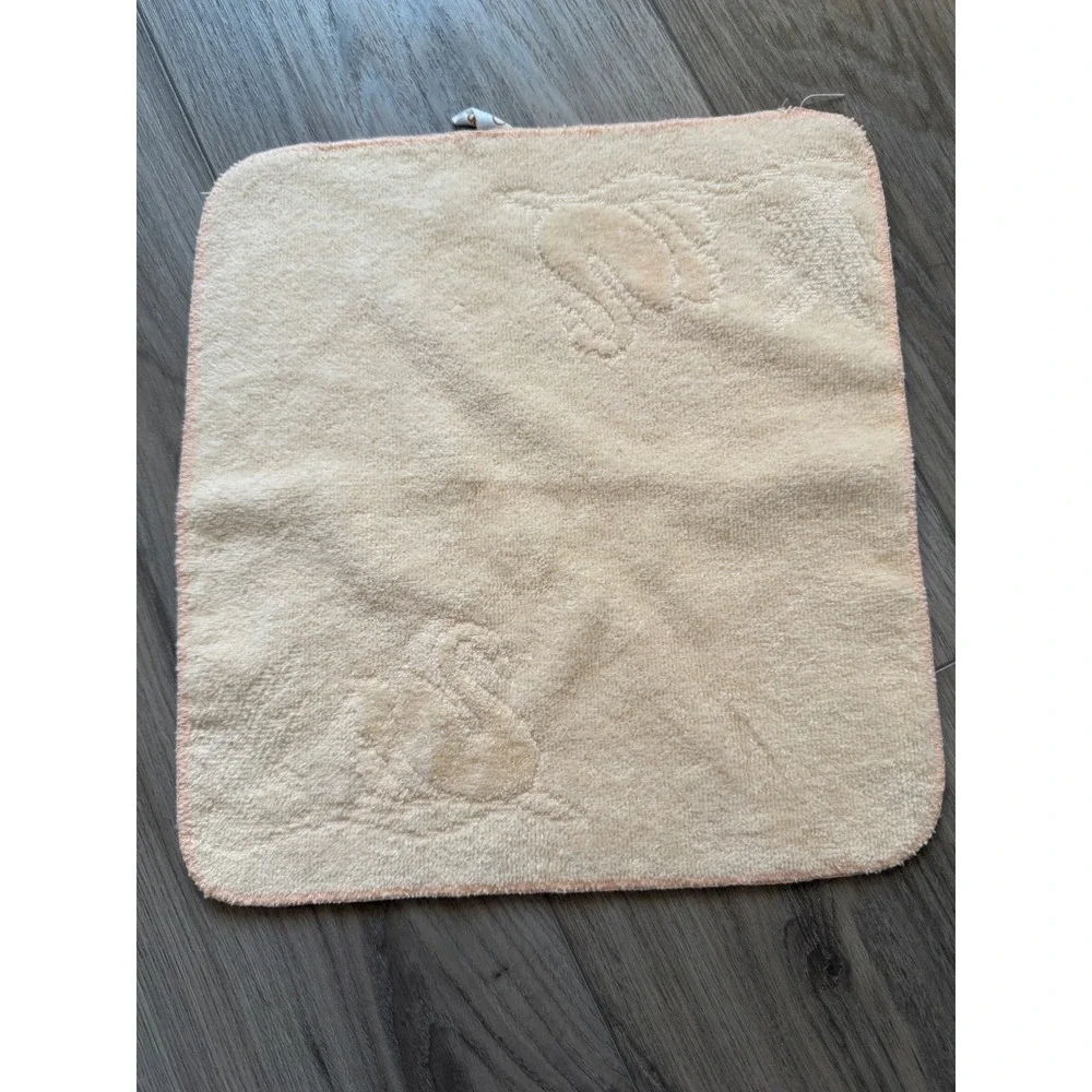 Vintage Cannon Swan‎ Embossed Washcloth Peach Terry Cloth Made in USA